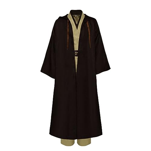 Saeevima Jedi Kostüm für Erwachsene Lehrling Tunika Kostüm Männer Halloween Kostüm Cosplay Mittelalter Maskerade Kapuzenrobe Skywalker Cosplay Kostüm Komplettes Set Kleidung (Aprikose, XL) von Saeevima