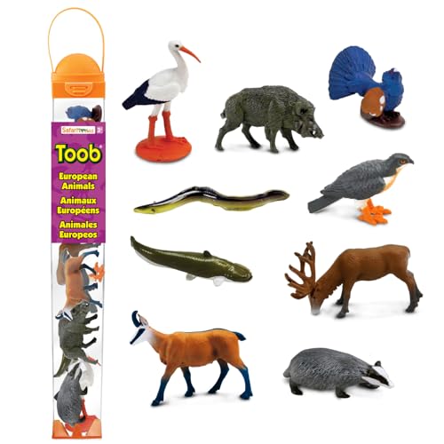 Safari Ltd. European Animals TOOB - 9 detaillierte Miniatur-Tierfiguren - Bildungsspielzeug-Set für Jungen, Mädchen und Kinder ab 3 Jahren von Safari Ltd.