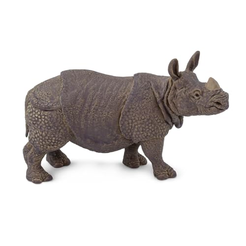 Safari Ltd. Indische Nashorn-Figur – Realistische 12,7 cm Nashorn-Figur – Lernspielzeug für Jungen, Mädchen und Kinder ab 3 Jahren, Braun von Safari Ltd.