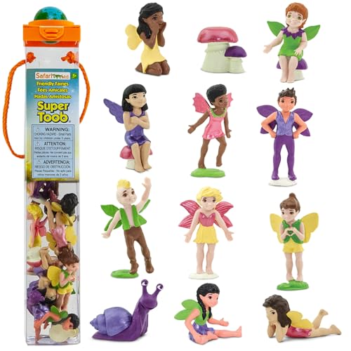 Safari Ltd. Friendly Fairies Super TOOB – 10 entzückende Feenfiguren – Detaillierte handbemalte Spielzeugfiguren für Jungen, Mädchen und Kinder ab 3 Jahren, Mehrere Farben von Safari Ltd.