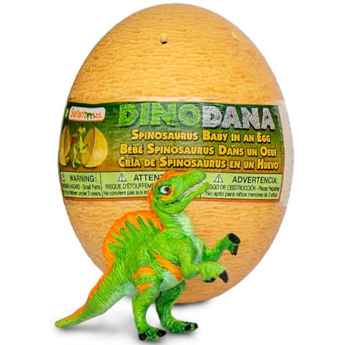 Safari Ltd. Spinosaurus Baby mit Dinosaurier-Ei 8,9 cm | Verwenden Sie die Dino Dana App mit AR | Dinosaurier-Figur | Spielzeug für Kinder | Ungiftig und BPA-frei | Für Kinder ab 3 Jahren geeignet von Safari Ltd.