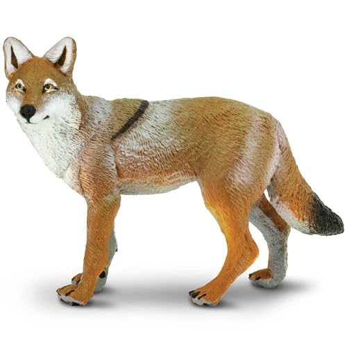 Safari 227229" Wild North American Wildlife Coyote Miniature Amerikanisch Pflanzenfigur, Ringelblume und Sandy Black, S von Safari Ltd.