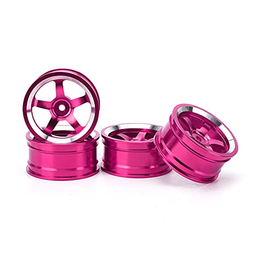 4 Stück 1/10 Aluminiumlegierung Radnabe Zubehör RC Teile Passend für HSP 94123 Drift Car (Rosa) von Sahgsa