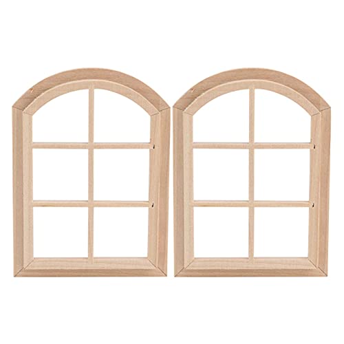 Puppenhaus-Dekoration, Puppenfenstermodell, Maßstab 1:12, Puppenhaus, DIY-Holzfenster, Miniatur-Puppenmöbel, Fenster, Gewölbtes Puppenhausfenster von Sahgsa