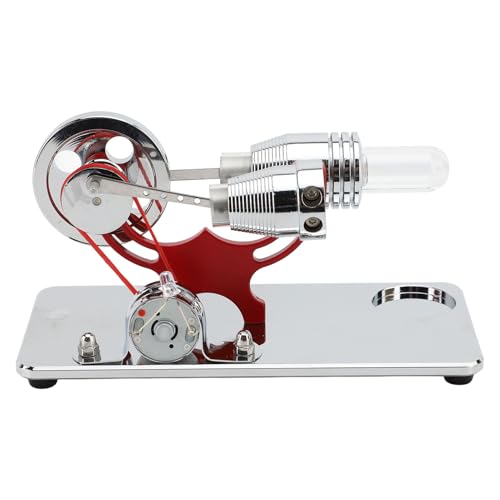 Stirlingmotor-Motormodell, Aluminiumlegierung, Heißluft-Lernspielzeug, Stromgenerator mit LED-Glühbirne und Lichterkette (Rot) von Sahgsa