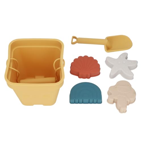 Strandspielzeug-Set, Strandspielzeug für, Reisen, Silikon-Strandspielzeug-Set mit Eimer, Schaufel, 4 Sandformen, Sandspielzeug für Kleinkinder und von Sahgsa