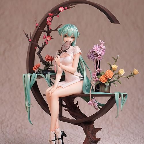 Miku-Figurenstatuen, sitzende Position Miku Cheongsam-Mädchen Cosplay PVC-Actionfigur Anime-Modell Dekoration Sammlung Spielzeug (25 cm/9,8 Zoll) Ornamente Geschenk von SaiFfe