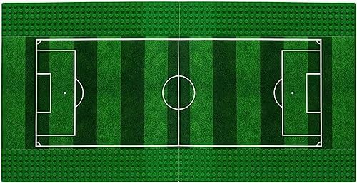 2 Stück Classic Fußball Bauplatte, 32 x 32 Löcher Grün Stapelbare Premium Grundplatte für Minifiguren, Städte, Fußballplatz und Mehr (10 x 10 Zoll) von SaiKer