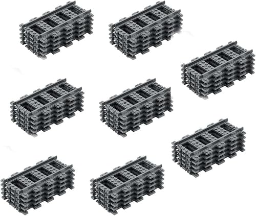 City Schienen Bausteine Set, 40 Stück City Schienen Erweiterungsset City Zug Schienen Zubehör Klemmbausteine Kompatibel mit dem Marktführer von SaiKer