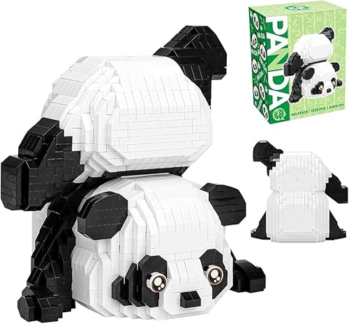 Creator Panda Bausteine Modell - 1325 Teilen Panda Klemmbausteine Mini Bausteine, Mini Tiere Set Sammlerstück zum Ausstellen Architektur Bausatz Custom Bauspiel für Erwachsene und Kinder (13605) von SaiKer