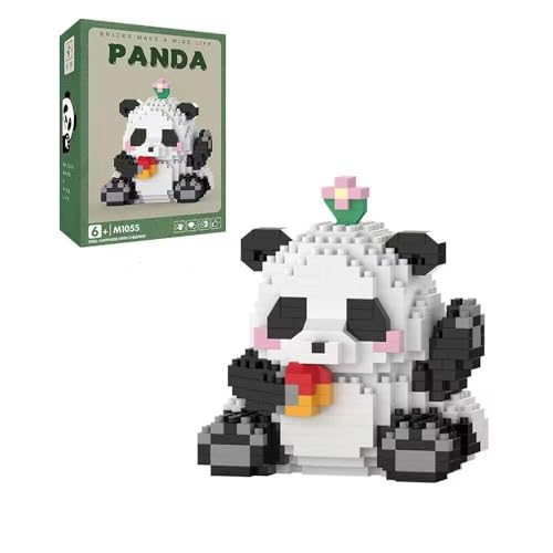 Creator Panda Bausteine Modell - 530+ Stücke Panda Klemmbausteine Mini Bausteine, Mini Tiere Set Sammlerstück zum Ausstellen Architektur Bausatz Custom Bauspiel für Erwachsene und Kinder (M1055) von SaiKer