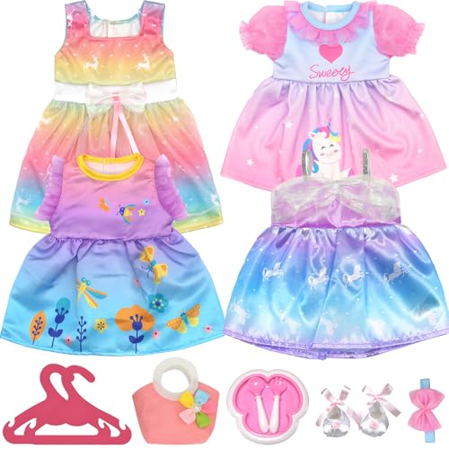 10 Stück Puppenkleidungsset für 40–46 cm Puppen, Deluxe Baby Kleid Zubehörset mit Kleider Kleiderbügel Besteck Taschen Schuhe für Mädchen Weihnachts Geburtstagsgeschenk (Ohne Puppe) 10 Stück Puppenkleidungsset für 40–46 cm Puppen, Deluxe Baby Kleid Zubehörset mit Kleider Kleiderbügel Besteck Taschen Schuhe für Mädchen Weihnachts Geburtstagsgeschenk (Ohne Puppe) von Saier tbo