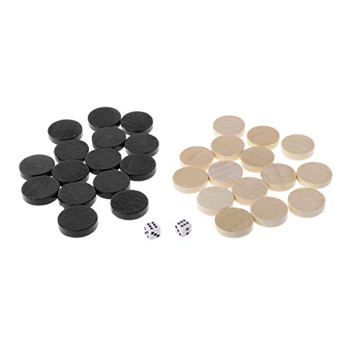 30pcs Holz Dame Backgammon Schachfiguren für Dame & Dame & Backgammon Schachfigur Professionelle Schachuhr Count Up Down Timer Elektronisches Brettspiel Spiel Stoppuhr Schachuhr Timer von Saiyana