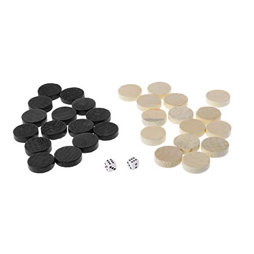 30pcs Holz Dame Backgammon Schachfiguren für Dame & Dame & Backgammon Schachfigur Professionelle Schachuhr Count Up Down Timer Elektronisches Brettspiel Spiel Stoppuhr Schachuhr Timer von Saiyana