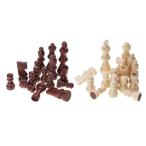 32 Stück Schachfiguren aus Holz, internationales Schachfiguren, Turnier, Holz, Schachfiguren, handgeschnitzt, internationale Schachfiguren, Brettspiel, Anfänger, Schach von Saiyana