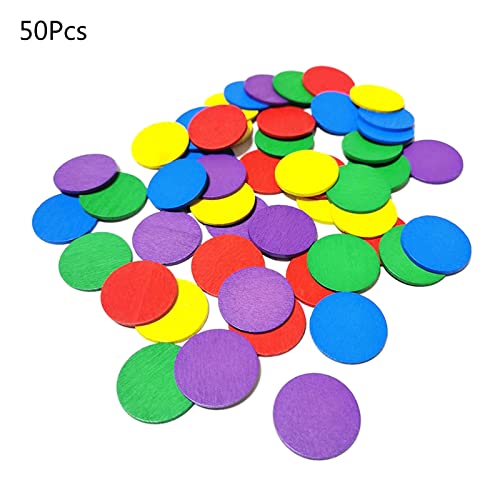 50pcs Bunte Runde Zähler Holzzähl Chips Marker Für Vorschulköniginnen Kingdergarten Grundstudent Unterrichtshilfen Spielzeug Für Lehrerhilfen von Saiyana