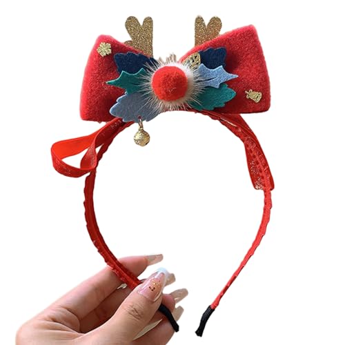 MerryChristmas Haarreif Plüsch Schleife Geweih Haarspange Bühnenauftritte Requisiten Urlaub Haarschmuck Partyzubehör Weihnachten Stirnband Urlaub Thema Stirnband Rentier Stirnband Weihnachten Party von Saiyana