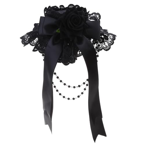 Saiyana Mädchen Gothic Kopfschmuck Spitze Zylinder Band Schleifen Schleife Kopfbedeckung Vintage Royal Halloween Kopfbedeckung von Saiyana