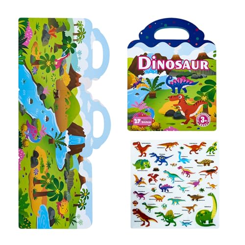 Saiyana Wiederverwendbares Stickerbuch Für Kleinkinder Pädagogisches Aufkleberset Mit Cartoon Tieren Dinosauriern Ozeanen Raumfahrzeugen von Saiyana