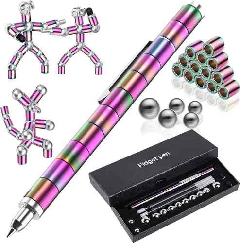 Magnetic Fidget Pen, Lustig Multifunktions Magnetstift, Stressabbau Druckkugelschreiber Geschenk für Junge Männer Frauen Kinder,Magnetischer Kugelschreiber, Fidget Toys Geschenk für Freunde von Sakmot