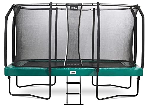 Salta First Class - rechteckig - 244 x 427cm - Schutzrand Grün - Komplettsystem mit hochwertigem Sicherheitsnetz und Leiter - Das Trampoline mit der ultimativen Sicherheitsausstattung und Qualität von Salta