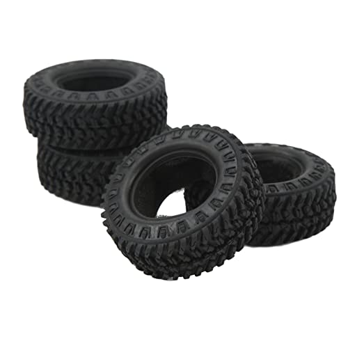 RC-Gummireifen mit Hohem Grip für 1:24 Crawler-Autos. Verbesserte Schlammleistung für AXIAL SCX24 FMS FCX24. Robustes und Leichtes Gummi-Set mit 4 Stück in Schwarz von Saluaqui