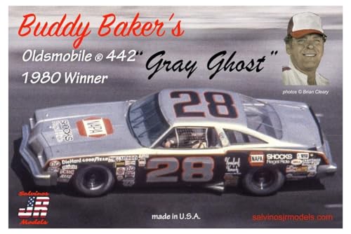 Salvinos Jr Models BBO1980D 1/25 Buddy Baker's Gray Ghost #28, Oldsmobile 442, 1980 Modellbausatz, Modellbauzubehör, Mehrfarbig von Salvinos Jr Models