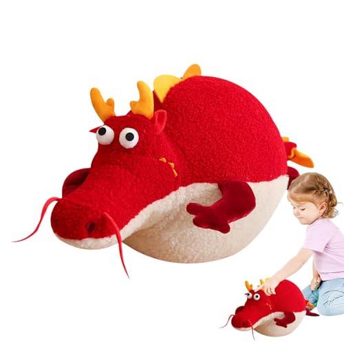 Salyeeluly Chinesischer Drache Plüsch, Drachenjahr Maskottchen Plüschtier,Rotes Cartoon-Plüschspielzeug mit chinesischem Drachen, 59,9 cm - Chinesisches von Salyeeluly