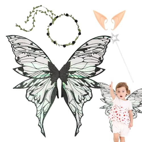 Salyeeluly Feenflügel Für Mädchen | Kostüm Verkleidung Engelsflügel Mit Feenstab & Elfenohren | Party Ausstattung Prinzessinnen Rollenspiel Kostüm Für Geburtstag Schminkfeiern Bühnenauftritte Salyeeluly Feenflügel Für Mädchen | Kostüm Verkleidung Engelsflügel Mit Feenstab & Elfenohren | Party Ausstattung Prinzessinnen Rollenspiel Kostüm Für Geburtstag Schminkfeiern Bühnenauftritte von Salyeeluly