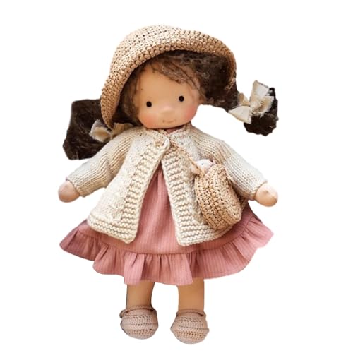 Salyeeluly Handgefertigte Waldorfpuppe | Handmade Waldorfdoll | 30cm Handgefertigte Plüschpuppe mit Kleidung | Stoffpuppe Mädchen | Weiche Stoffpuppe Babypuppe Püppchen Geschenk für Kinder von Salyeeluly