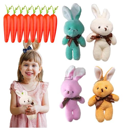 Salyeeluly Hase Karotte Plüschtier,Osterhase Plüschtier - 12X/Set Plüschhase Karotte Stofftier | Weiche gefüllte Karotte mit Osterhasen, süßer, weicher und bequemer Hasenplüsch für Kinder, Ostern von Salyeeluly