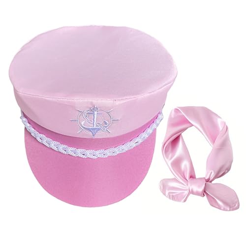 Salyeeluly Kapitänsmütze für Damen, Schiffskapitänsmütze, Mädchen Skipper Rosa Matrosenmütze, Elegante Marine-Marine-Seehüte für nautische Themenpartys, Junggesellenabschiede, Kostüme, Halloween von Salyeeluly