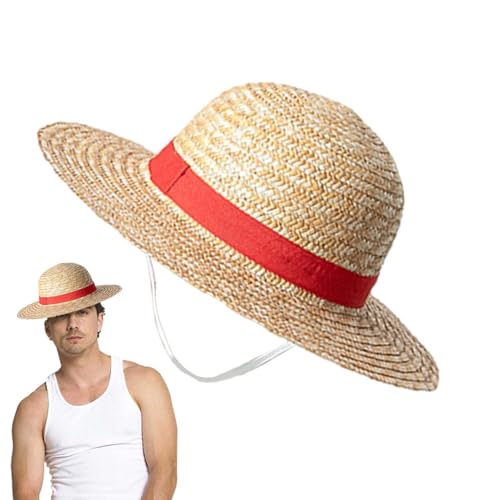 Salyeeluly OnePieces Luffy Strohhut | Luffy Strohhut | Luffy Kostüm Requisiten | Anime Cartoon Charakter Sonnenschutz Strohhut Cosplay Sonnenhut für Kinder Erwachsene von Salyeeluly