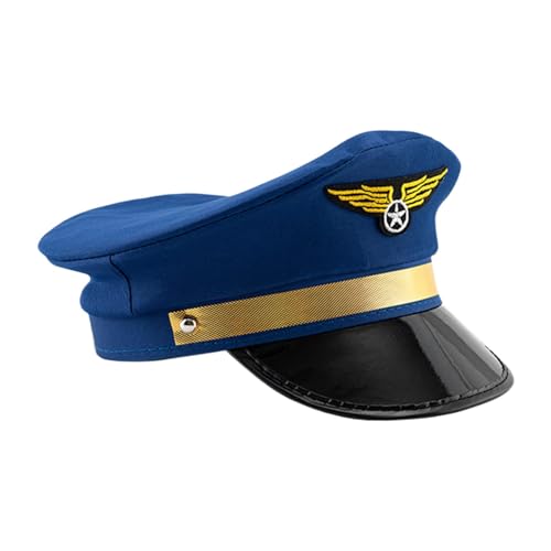 Salyeeluly Pilotkapitän Hüte für Männer, Pilot Captain Hat,Cosplay Cap | Adult Navy Captain Airline Hüte verstellbar für Männer Frauen für Halloween -Kostümzubehör von Salyeeluly