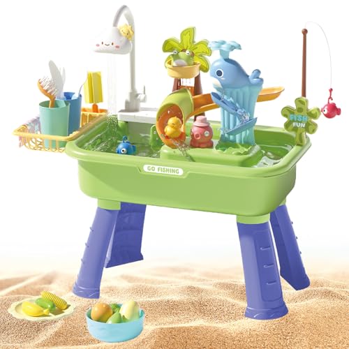 Salyeeluly Wasserspiel Tisch für Kinder - Sand Und Wasser Spieltisch,Interaktives Sensorisches Lernspielzeug mit Pumpe zur Förderung der Hand-Auge-Koordination für Garten, Draußen und Salyeeluly Wasserspiel Tisch für Kinder - Sand Und Wasser Spieltisch,Interaktives Sensorisches Lernspielzeug mit Pumpe zur Förderung der Hand-Auge-Koordination für Garten, Draußen und von Salyeeluly