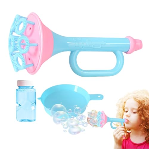 Trumpet Bubble Blower | Trompetenblasenstab für Kinder | Lustiges Trompeten-Blasenmacher-Spielzeug mit Tablett und Lösung | Trompeten-Blasenrohr-Set, großes Seifenblasen-Spielzeug für Kinder von Salyeeluly