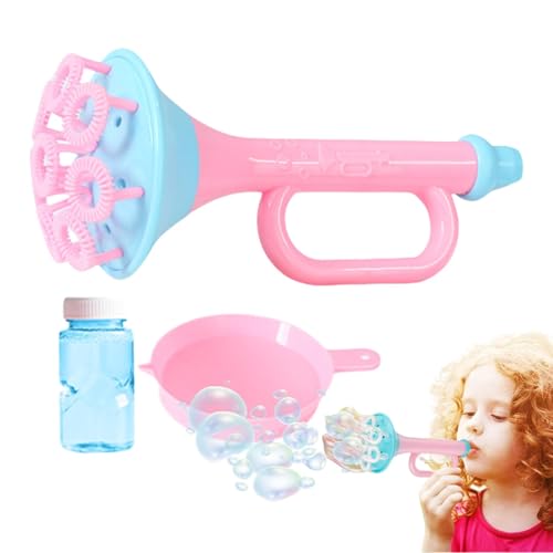 Trumpet Bubble Blower | Trompetenblasenstab für Kinder | Lustiges Trompeten-Blasenmacher-Spielzeug mit Tablett und Lösung | Trompeten-Blasenrohr-Set, großes Seifenblasen-Spielzeug für Kinder von Salyeeluly