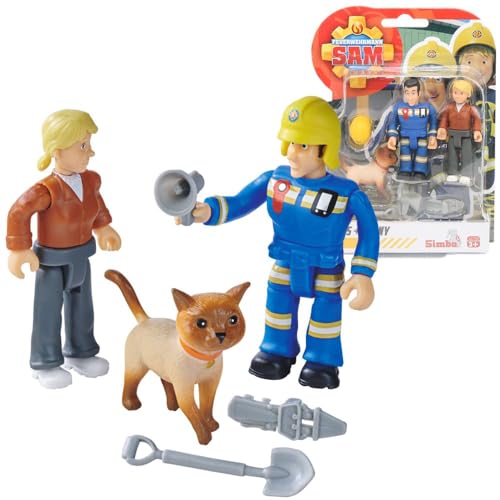 Sam Fireman Elvis, Penny, Katze | Spiel-Figuren Set | Feuerwehrmann Sam, 90130 von Sam Fireman