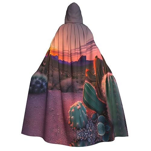 Cactus Desert Sunset Hooded Cloak for Adults - Ideal for Cosplay, Christmas, Maskerade, Halloween, Easter Carnival Parties von SamLng