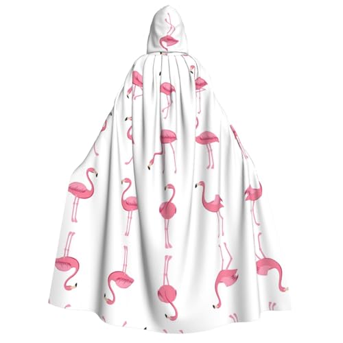 Flamingos auf weißem Kapuzenumhang für Erwachsene, Unisex, perfekt für Cosplay, Weihnachten, Halloween, Ostern, Karneval, Maskerade von SamLng