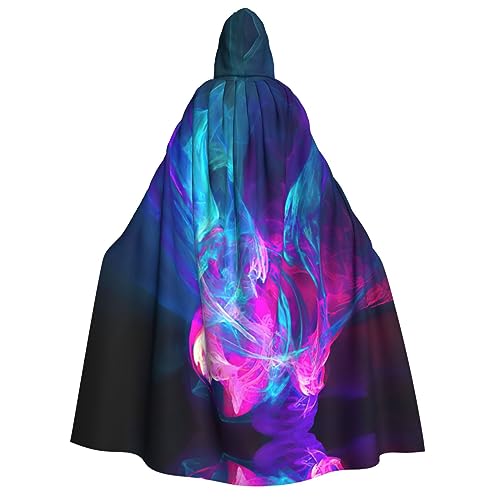 SamLng Blauer und rosa Feuer-Kapuzenumhang für Erwachsene – ideal für Cosplay, Weihnachten, Maskerade, Halloween, Ostern, Karnevalspartys von SamLng