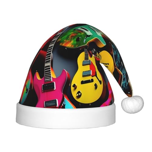 SamLng Bunte Gitarren-Weihnachtsmütze – warmer Urlaubsmütze, perfekt für Weihnachten, Neujahrsparty, Festival – idealer Kopfschmuck für Kinder von 4–12 Jahren von SamLng