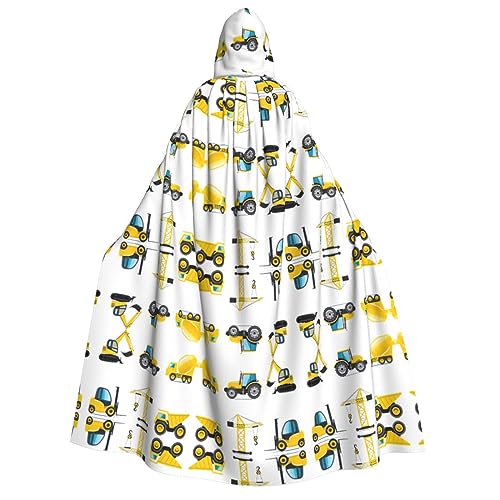 SamLng Cartoon Heavy Machinery Truck Hooded Cloak für Erwachsene - Unisex Perfekt für Cosplay, Weihnachten, Halloween, Ostern, Karneval, Maskerade von SamLng