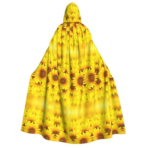 SamLng Gelber Sonnenblumen-Umhang mit Kapuze für Erwachsene, Unisex, perfekt für Cosplay, Weihnachten, Halloween, Ostern, Karneval, Maskerade von SamLng