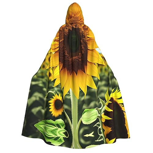 SamLng Gelber Sonnenblumen-Umhang mit Kapuze für Erwachsene, ideal für Cosplay, Weihnachten, Maskerade, Halloween, Ostern, Karnevalspartys von SamLng