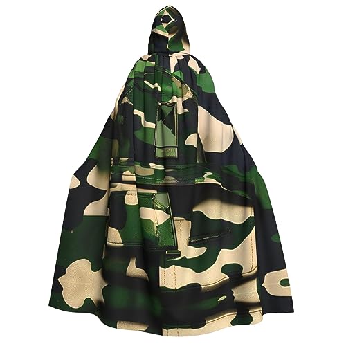 SamLng Green Army Digital Camouflage Hooded Cloak for Adults - Ideal for Cosplay, Christmas, Maskerade, Halloween, Easter Carnival Parties von SamLng