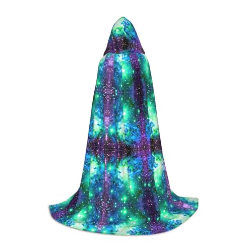 SamLng Grün Blau Lila Galaxy Kapuzenumhang für Jugendliche - Rollenspiel Kostüm Umhang - Perfekt für Weihnachten, Halloween, Karneval Party von SamLng