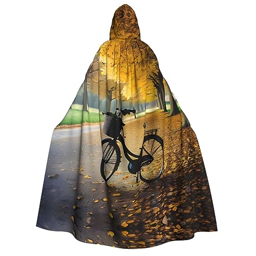 SamLng Herbstbaum mit altem Fahrrad Kapuzenumhang für Erwachsene, ideal für Cosplay, Weihnachten, Maskerade, Halloween, Ostern, Karnevalspartys von SamLng