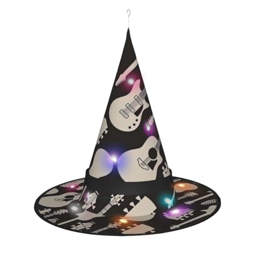 SamLng Hexenhut mit Gitarrenmuster, Zubehör für Damen, Halloween, Maskerade, Cosplay, Verkleidung, für Party, Weihnachten und festliche Anlässe von SamLng