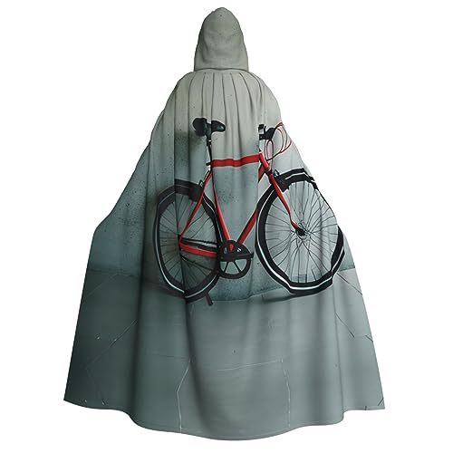 SamLng Kapuzenumhang mit Retro-Fahrradmuster für Erwachsene, ideal für Cosplay, Weihnachten, Maskerade, Halloween, Ostern, Karnevalspartys von SamLng